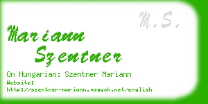 mariann szentner business card